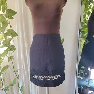 TopShop Black textured mini skirt with embroidery edge size 4